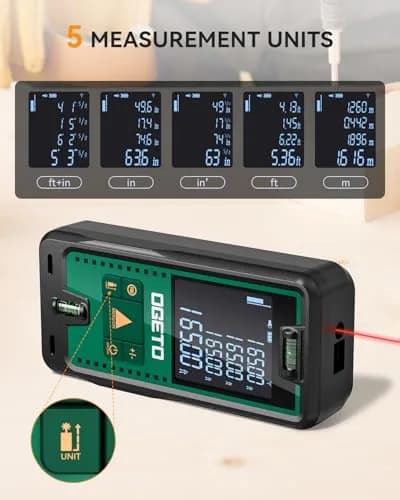 Ogeto Laser Distance Meter 165ft (50m) with Dual Bubble Levels & Pythagorean Mode | Accurate Digital Measuring Tool thumbnail 6