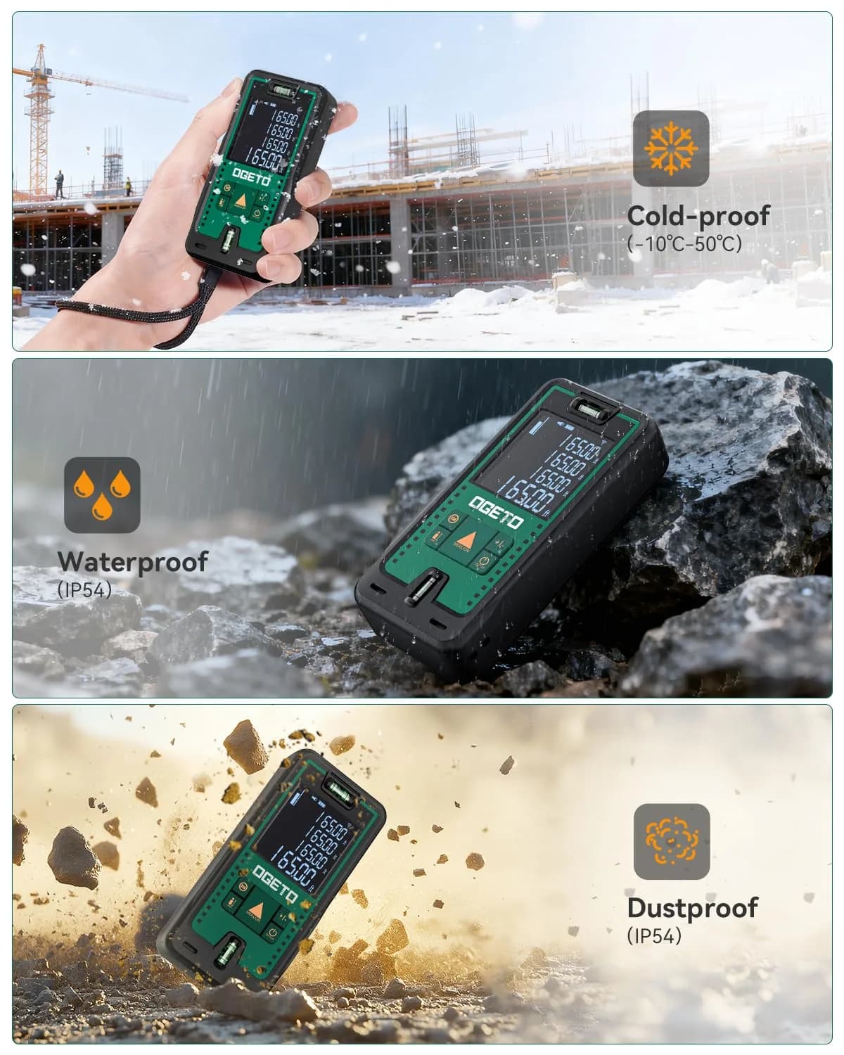 Ogeto Laser Distance Meter 165ft (50m) with Dual Bubble Levels & Pythagorean Mode | Accurate Digital Measuring Tool - view 8