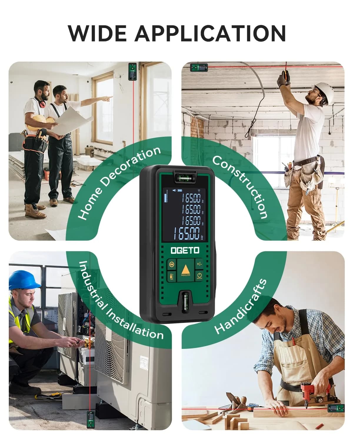 Ogeto Laser Distance Meter 165ft (50m) with Dual Bubble Levels & Pythagorean Mode | Accurate Digital Measuring Tool - view 9