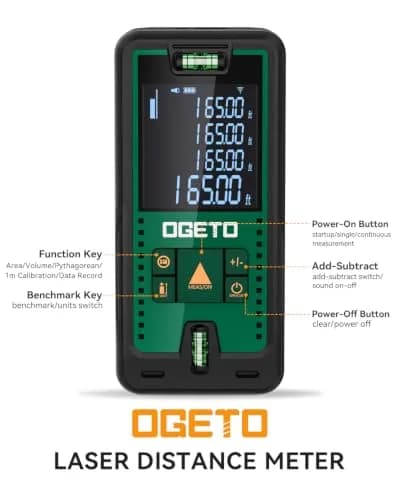 Ogeto Laser Distance Meter 165ft (50m) with Dual Bubble Levels & Pythagorean Mode | Accurate Digital Measuring Tool thumbnail 3