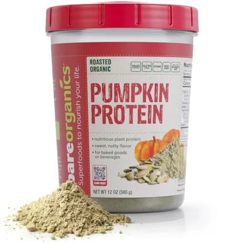 BareOrganics Pumpkin Protein Powder, 12 oz – Non-GMO & Vegan – Gluten Free | Natural plant protein with antioxidants, gluten-free, vegan-friendly, imported from USA thumbnail 1