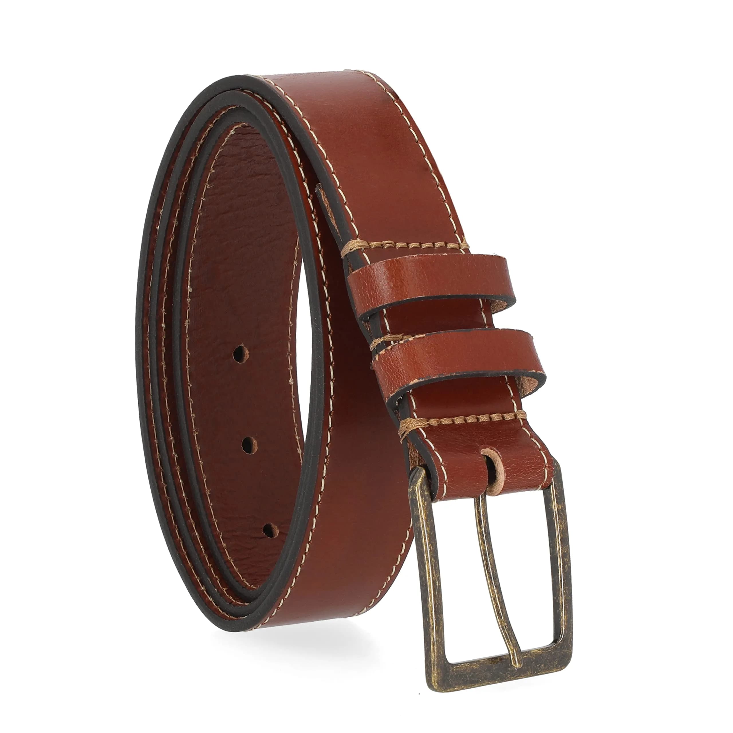 Colonial Belt Company Casual Leather Jean Belt | Made in the USA, 32 inch, Brown