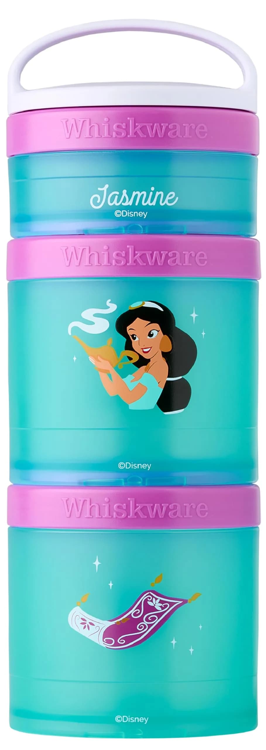 Whiskware Bluey Snack Containers, 3 Stackable Snack Cups (1/3 Cup, 1 Cup, 1 Cup) | Durable & Mess-Free for Kids — Jasmine