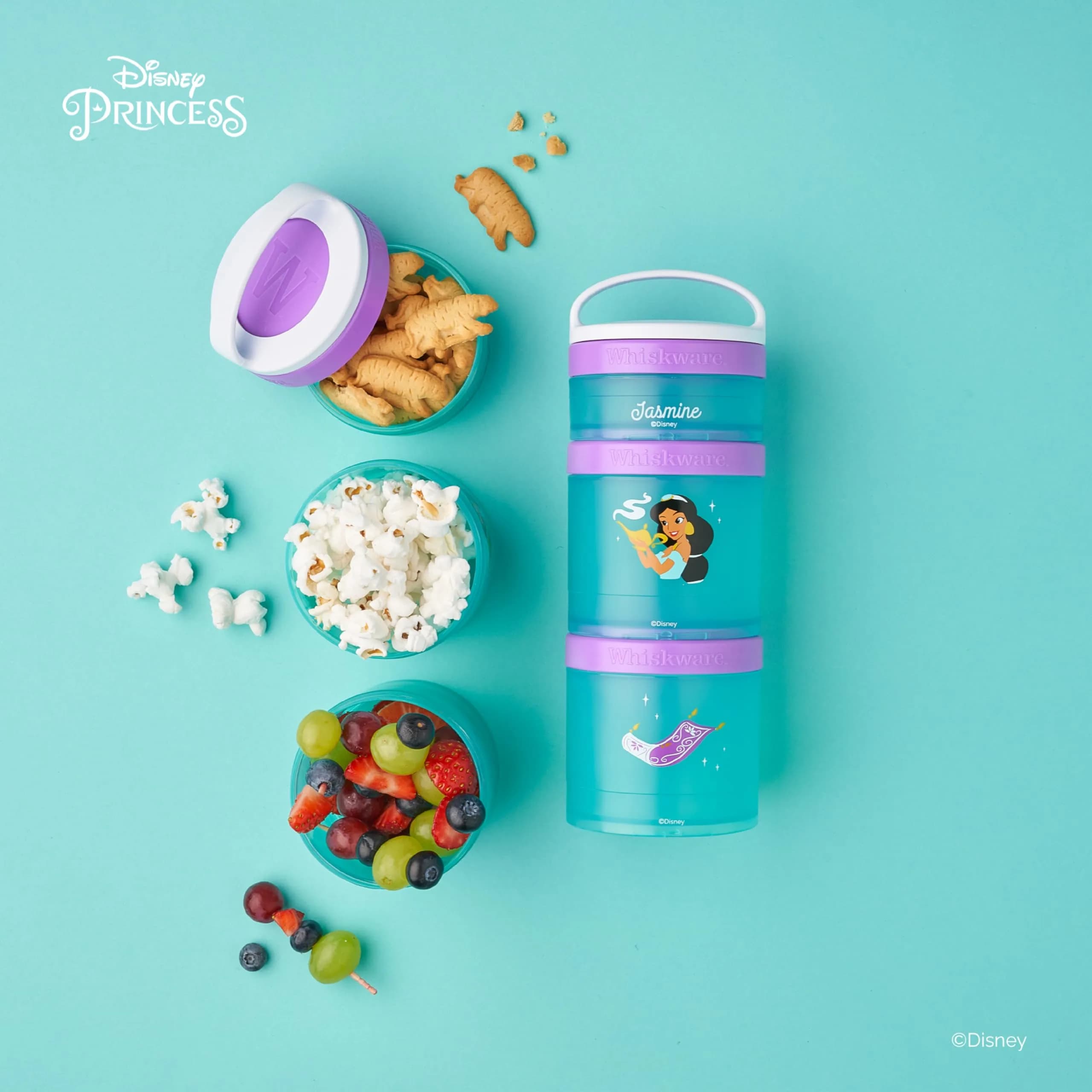 Whiskware Disney Princess Aladdin Stackable Snack Containers 3-Pack | BPA-Free & Dishwasher Safe - view 6