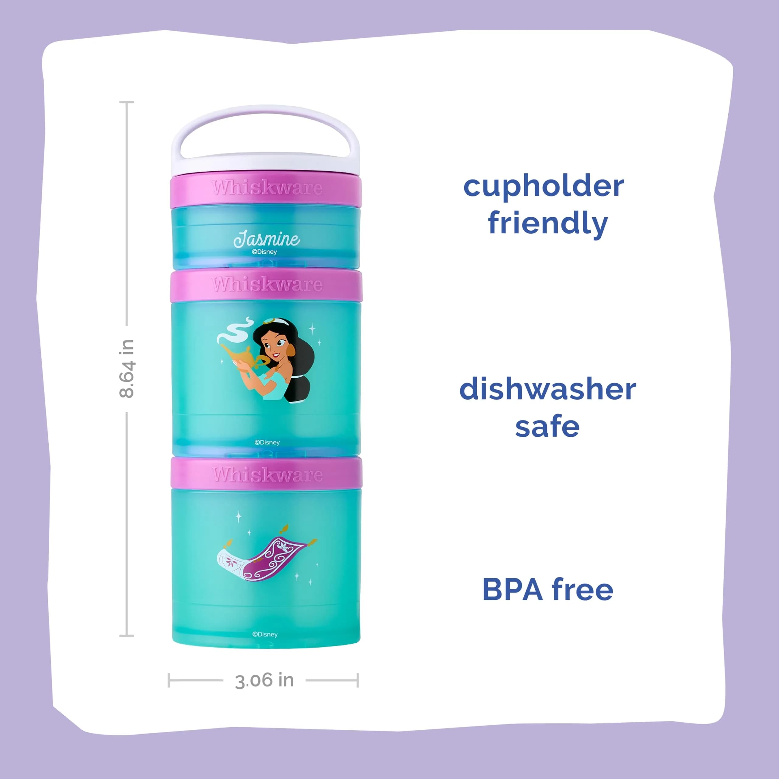 Whiskware Disney Princess Aladdin Stackable Snack Containers 3-Pack | BPA-Free & Dishwasher Safe - view 2