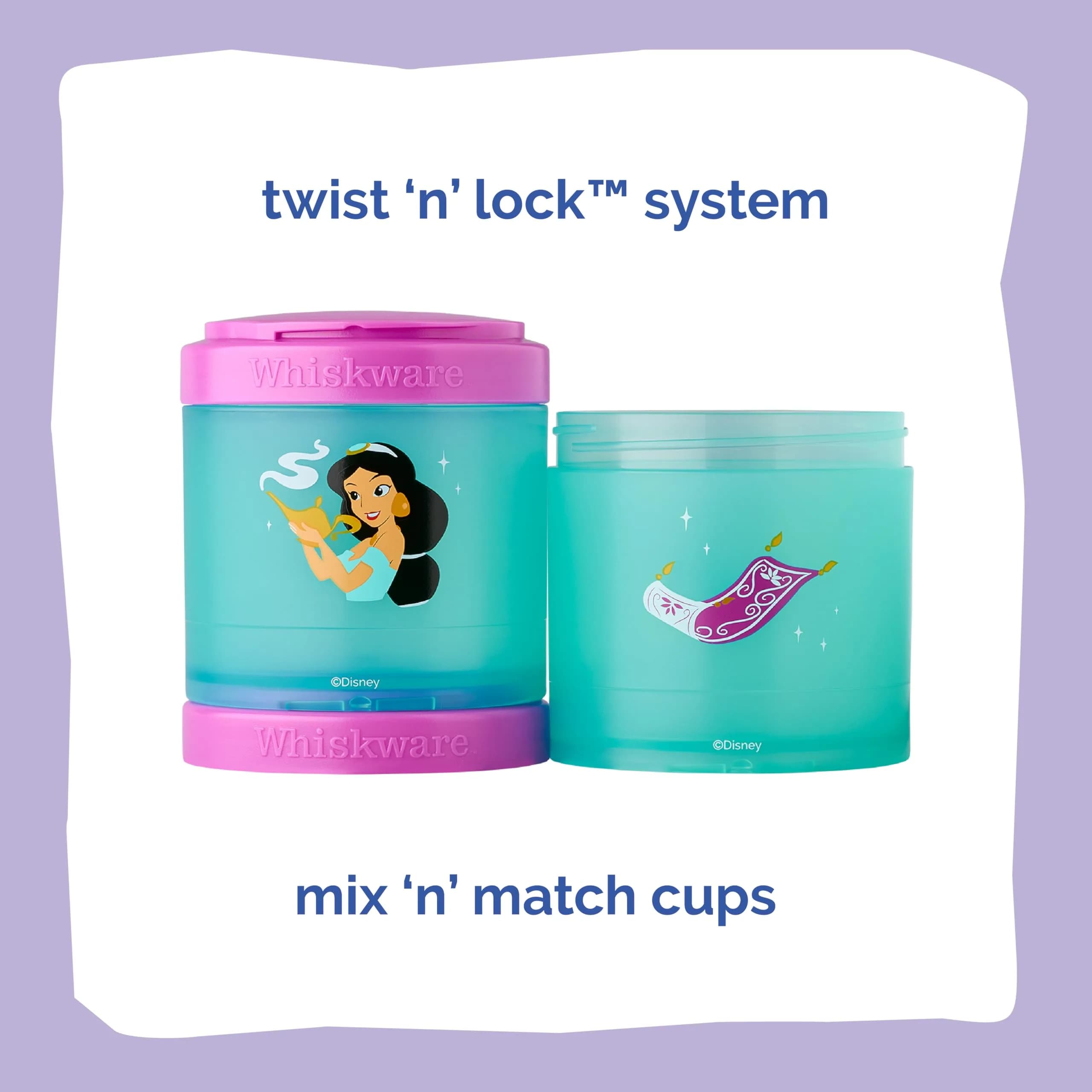 Whiskware Disney Princess Aladdin Stackable Snack Containers 3-Pack | BPA-Free & Dishwasher Safe - view 3