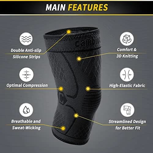 CAMBIVO 2 Pack Knee Brace Compression Sleeve Support | Black, Small (2 Pairs) thumbnail 4