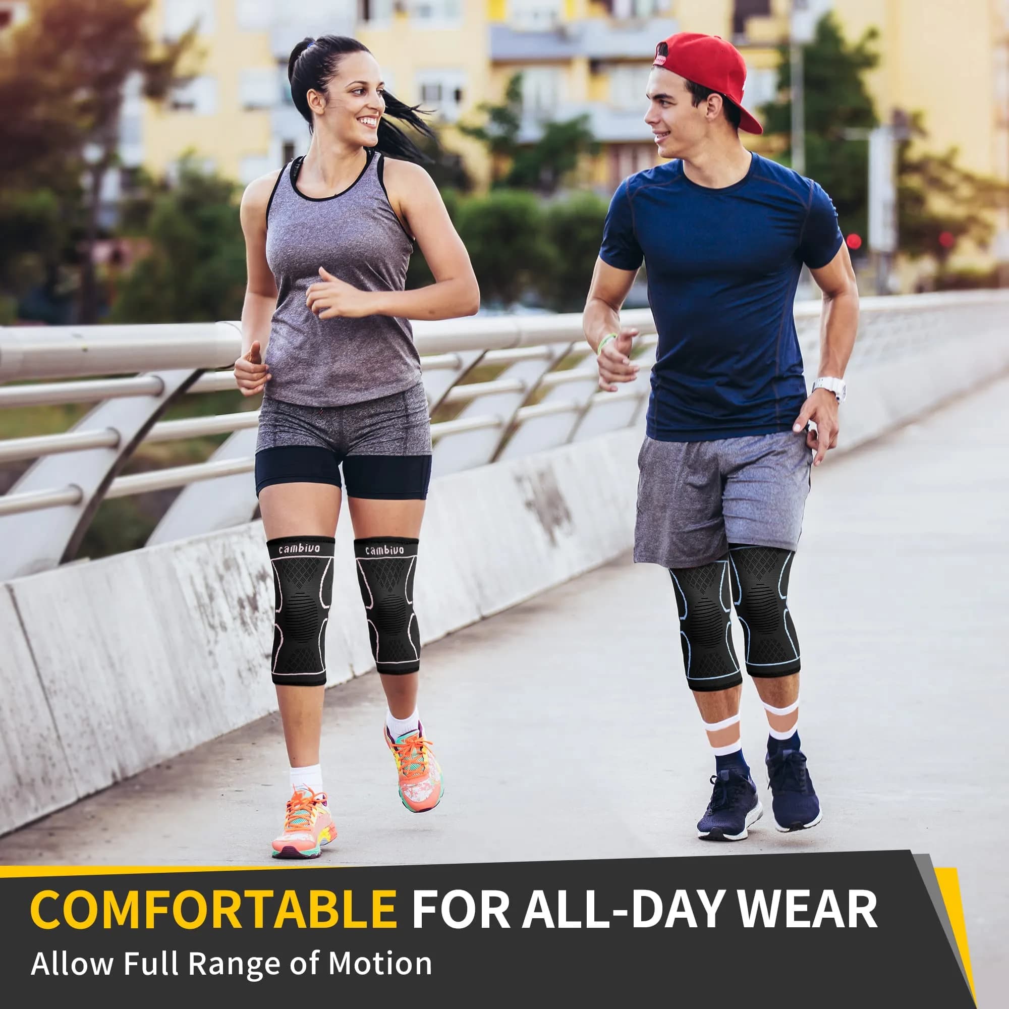 CAMBIVO 2 Pack Knee Brace Compression Sleeve Support | Black, Small (2 Pairs) - view 5