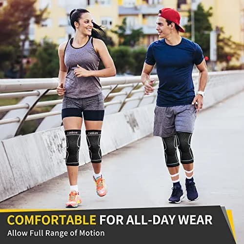 CAMBIVO 2 Pack Knee Brace Compression Sleeve Support | Black, Small (2 Pairs) thumbnail 5