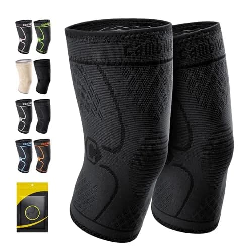 CAMBIVO 2 Pack Knee Brace Compression Sleeve Support | Black, Small (2 Pairs) thumbnail 1