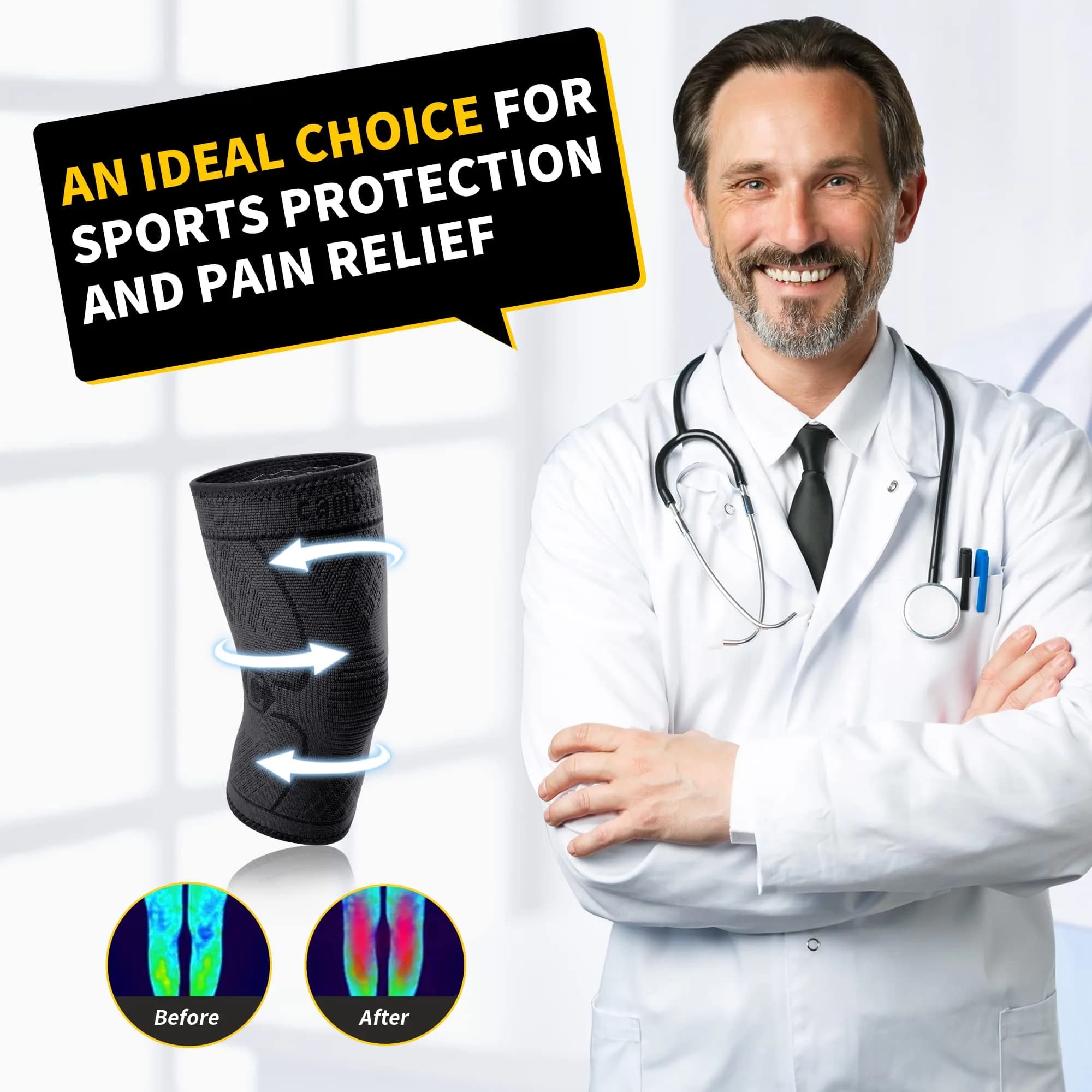 CAMBIVO 2 Pack Knee Brace Compression Sleeve Support | Black, Small (2 Pairs) - view 2