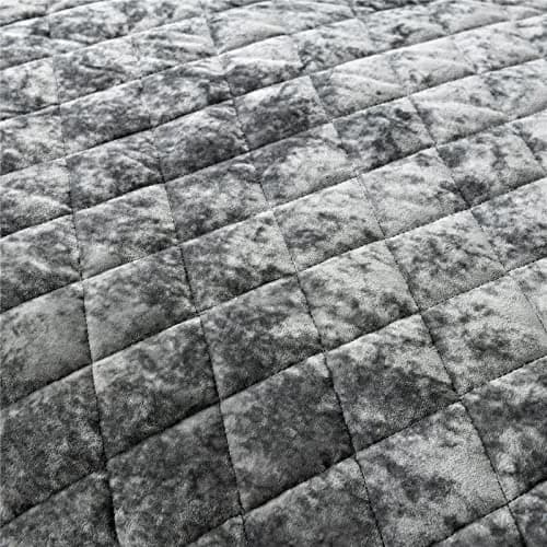 Fredsure Distressed Velvet Quilt Set, 3 Pieces Grey King | Luxurious & All-Season Comfort thumbnail 5