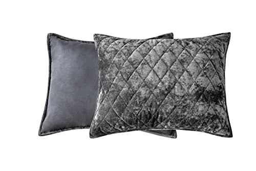 Fredsure Distressed Velvet Quilt Set, 3 Pieces Grey King | Luxurious & All-Season Comfort thumbnail 6