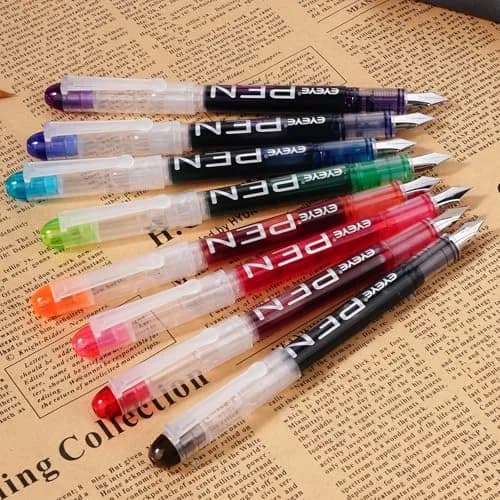 EYEYE Fountain Pens for Writing, Fine Nib, Clear Barrel | Assorted Colors, 0.5mm, Disposable, Smooth Ink thumbnail 4