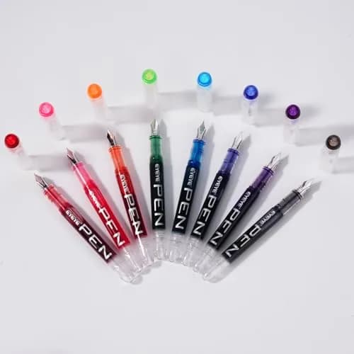 EYEYE Fountain Pens for Writing, Fine Nib, Clear Barrel | Assorted Colors, 0.5mm, Disposable, Smooth Ink thumbnail 6