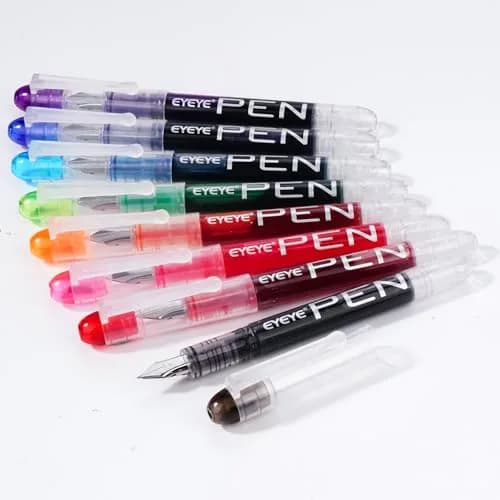 EYEYE Fountain Pens for Writing, Fine Nib, Clear Barrel | Assorted Colors, 0.5mm, Disposable, Smooth Ink thumbnail 9