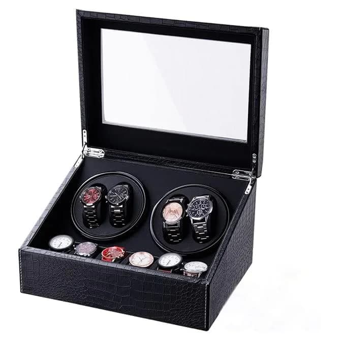 LALAHOO Watch Winder for Automatic Watches, Ultra Quiet Motor, 4 Automatic & 6 Extra Storage, PU Leather Crocodile Style | Perfect for Watch Enthusiasts