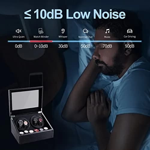 LALAHOO Watch Winder for Automatic Watches, Ultra Quiet Motor, 4 Automatic & 6 Extra Storage, PU Leather Crocodile Style | Perfect for Watch Enthusiasts thumbnail 4