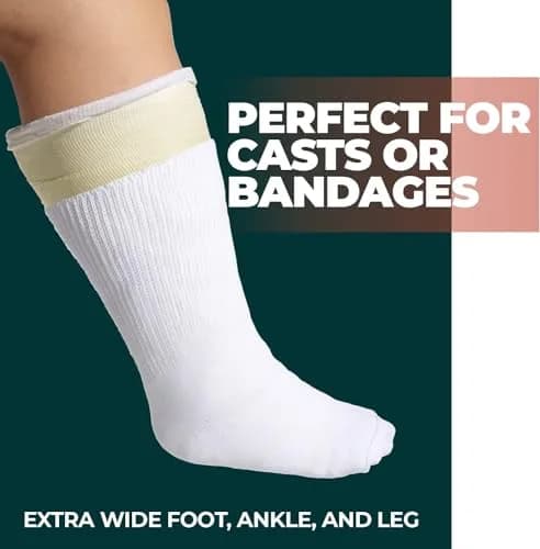 FORTIVO Extra Wide Socks for Swollen Feet | Diabetic Hospital Socks for Men & Women, Non Slip, 2 Pairs, 30" thumbnail 6