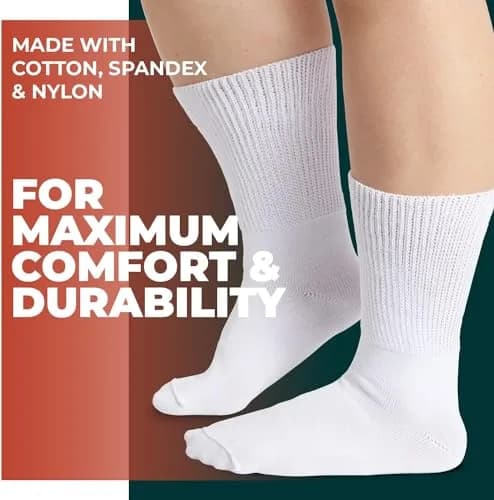 FORTIVO Extra Wide Socks for Swollen Feet | Diabetic Hospital Socks for Men & Women, Non Slip, 2 Pairs, 30" thumbnail 2