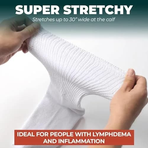 FORTIVO Extra Wide Socks for Swollen Feet | Diabetic Hospital Socks for Men & Women, Non Slip, 2 Pairs, 30" thumbnail 3