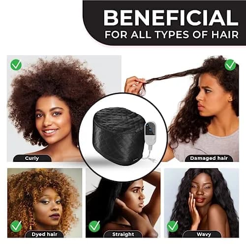 SISWOW Hair Steamer Thermal Heat Cap for Natural Hair | Deep Conditioning & Moisture (110V, 45W, Black) thumbnail 6