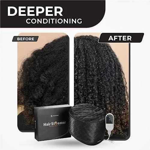 SISWOW Hair Steamer Thermal Heat Cap for Natural Hair | Deep Conditioning & Moisture (110V, 45W, Black) thumbnail 2