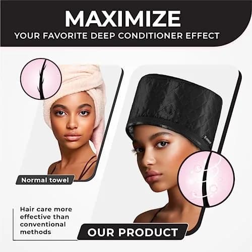 SISWOW Hair Steamer Thermal Heat Cap for Natural Hair | Deep Conditioning & Moisture (110V, 45W, Black) thumbnail 3