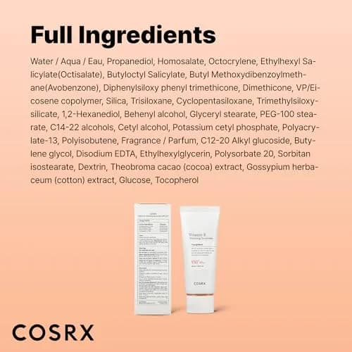 COSRX Vitamin E Sunscreen SPF 50 | Natural Glow, Oily Skin, 1.69 fl oz thumbnail 8