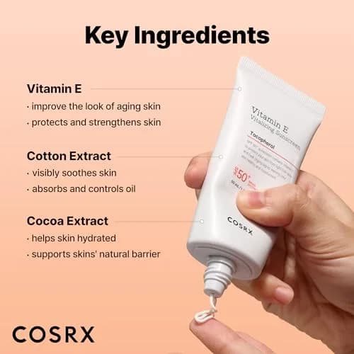 COSRX Vitamin E Sunscreen SPF 50 | Natural Glow, Oily Skin, 1.69 fl oz thumbnail 4