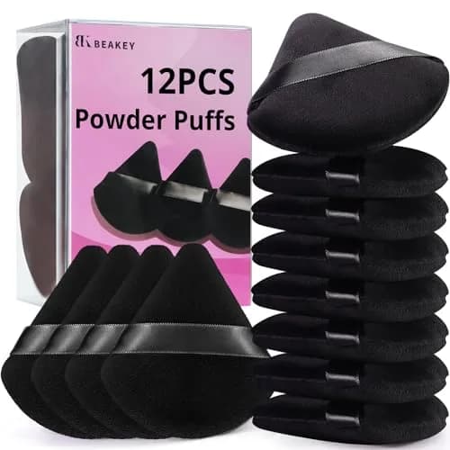 BEAKEY Powder Puff 12pcs Face Triangle Powder Puffs for Loose & Foundation | Precise, Soft & Reusable thumbnail 1
