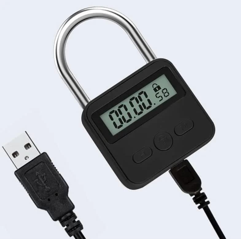 Enajucy Metal Timer Lock Black | Rechargeable Electronic Time Padlock with LCD Display - view 6