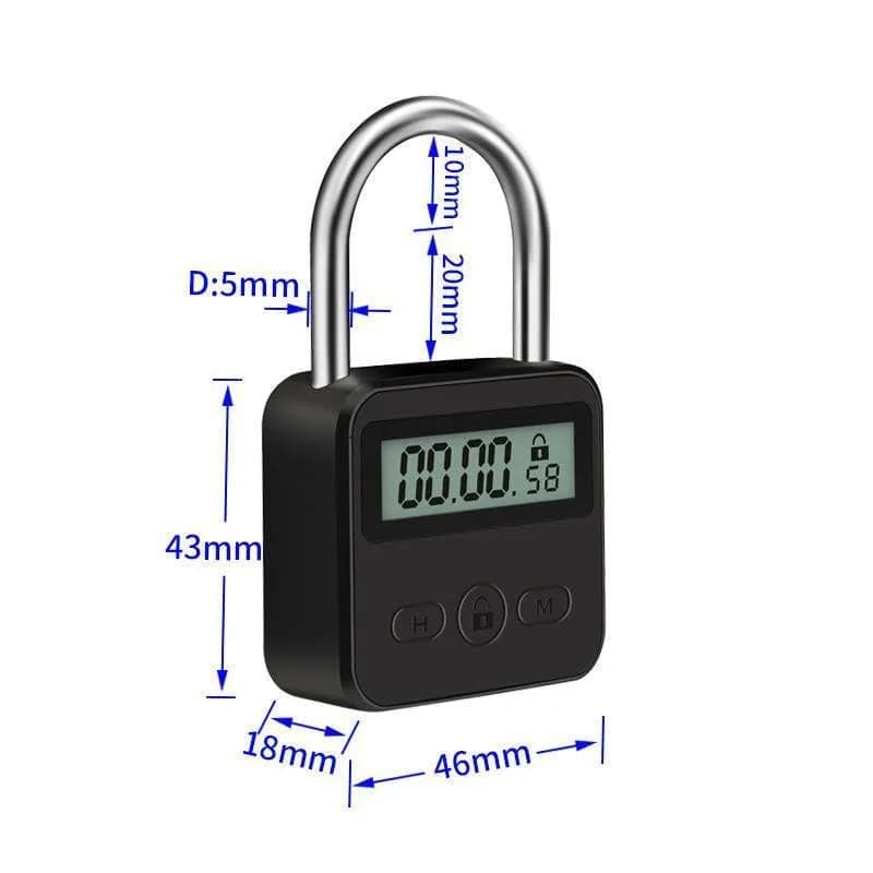 Enajucy Metal Timer Lock Black | Rechargeable Electronic Time Padlock with LCD Display - view 7