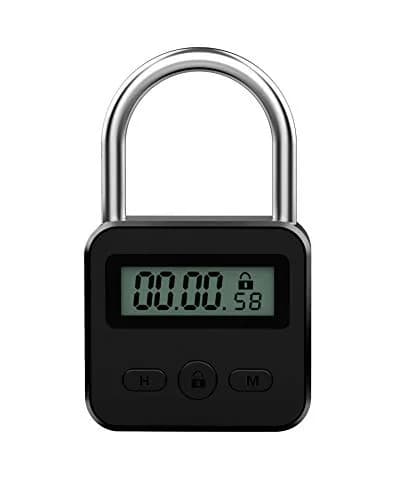 Enajucy Metal Timer Lock Black | Rechargeable Electronic Time Padlock with LCD Display thumbnail 1
