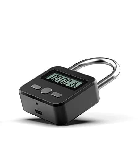 Enajucy Metal Timer Lock Black | Rechargeable Electronic Time Padlock with LCD Display thumbnail 2