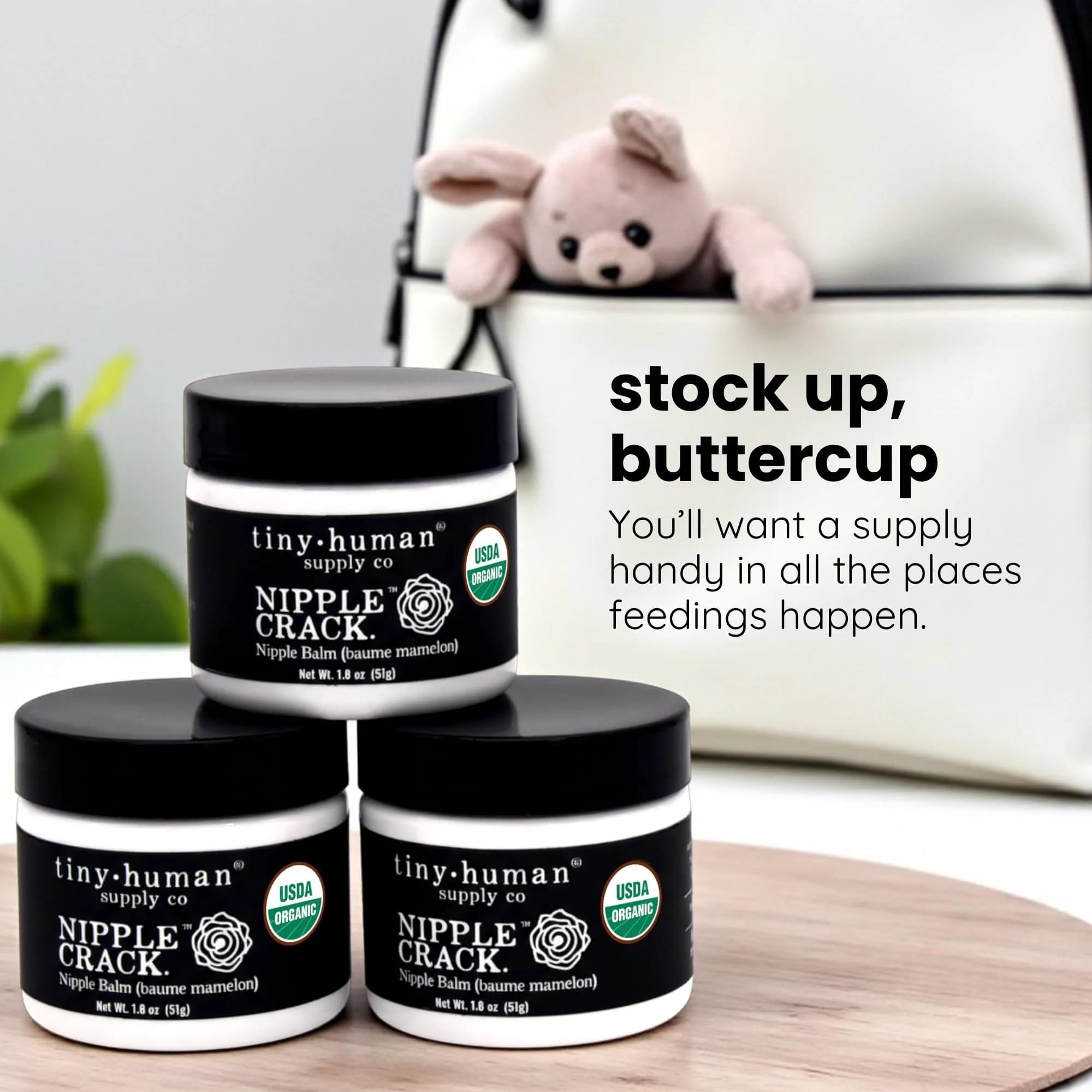 Tiny Human Supply Co Nipple Crack USDA Organic Balm, 1.8 oz (51 g) Jar — 3-Pack for Breastfeeding Mothers - view 5