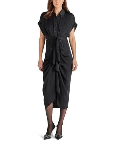 Steve Madden Tori Dress 2 | Flattering Satin Midi Dress with Tie Waist (70-120 chars) thumbnail 1