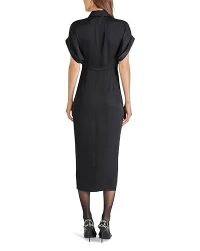 Steve Madden Tori Dress 2 | Flattering Satin Midi Dress with Tie Waist (70-120 chars) thumbnail 4