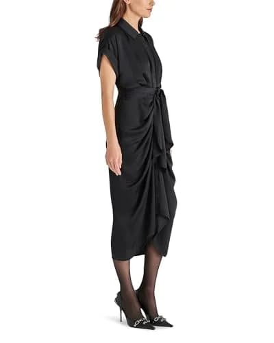 Steve Madden Tori Dress 2 | Flattering Satin Midi Dress with Tie Waist (70-120 chars) thumbnail 2