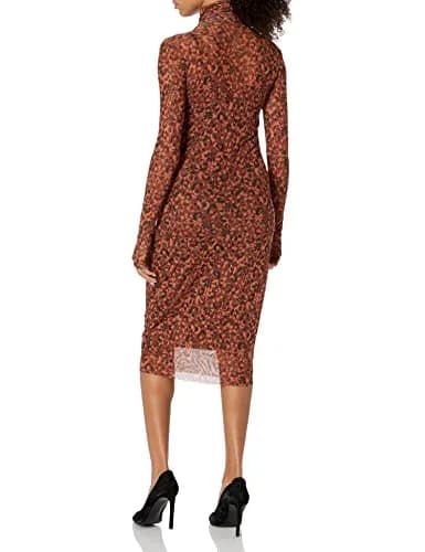 Steve Madden Apparel Women's Vivienne, Mocha Bisque, M | Psychedelic Dreams Mesh Midi Dress thumbnail 2