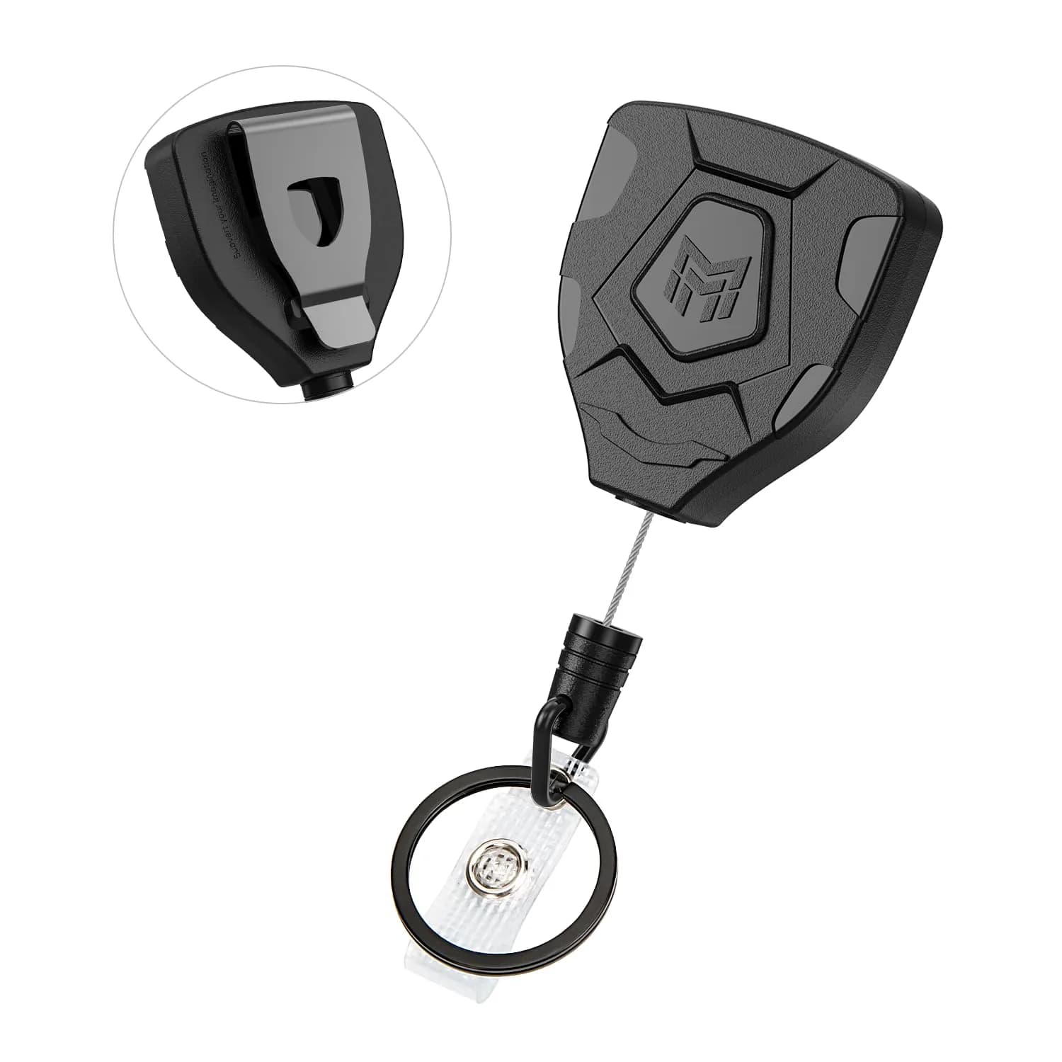 MNGARISTA Heavy Duty Retractable Badge Reel with Carabiner & Key Ring, 9cm (3.5") | Strong 8 oz Pull Force - main product image