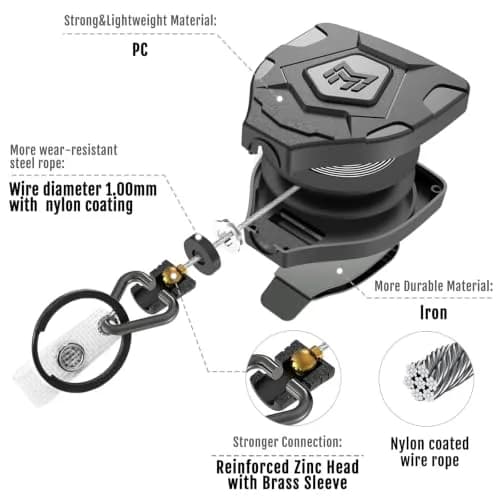 MNGARISTA Heavy Duty Retractable Badge Reel with Carabiner & Key Ring, 9cm (3.5") | Strong 8 oz Pull Force thumbnail 5