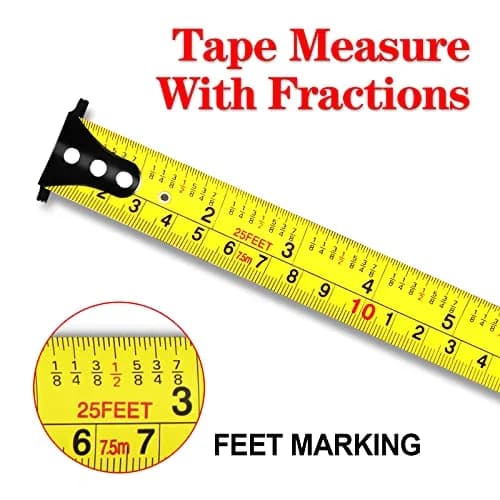 WISEUP Industrial Magnetic Tape Measure with Fractions 1/8 and Metric | Self-locking, Accurate, Durable (70-120 chars) thumbnail 5