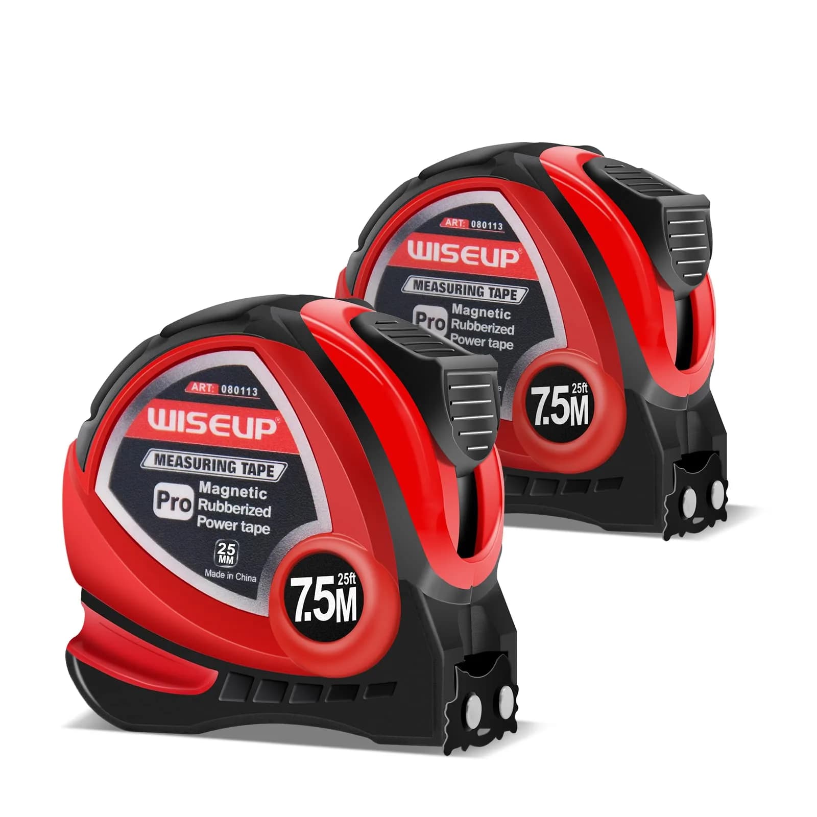 WISEUP Industrial Magnetic Tape Measure with Fractions 1/8 and Metric | Self-locking, Accurate, Durable (70-120 chars)