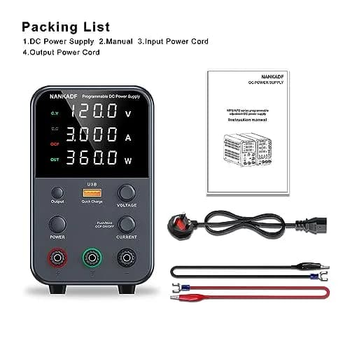 NANKADF Black Bench Power Supply 120V 3A (360W) | Precise Encoder Adjustment & USB Fast Charging thumbnail 6