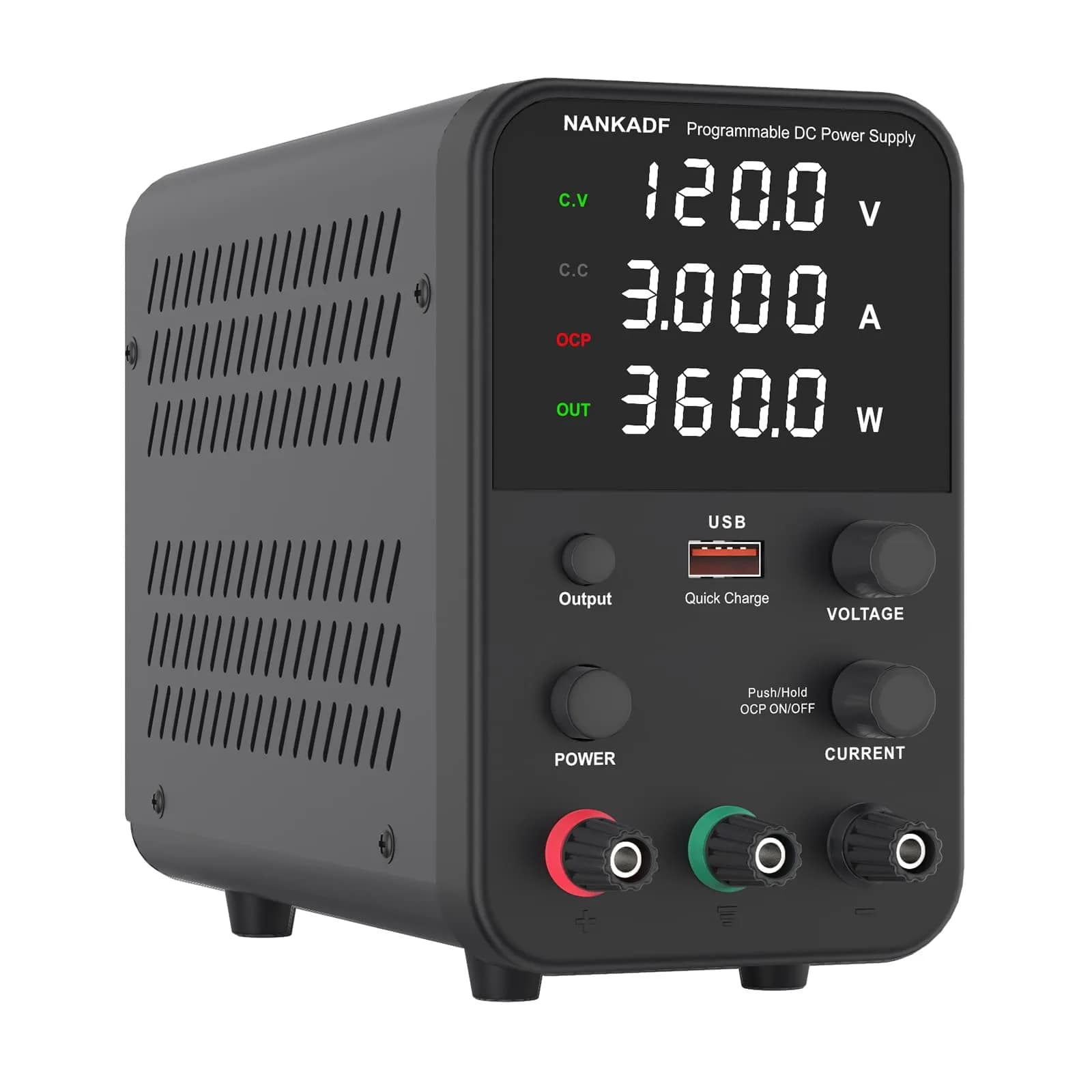 NANKADF Black Bench Power Supply 120V 3A (360W) | Precise Encoder Adjustment & USB Fast Charging - view 7