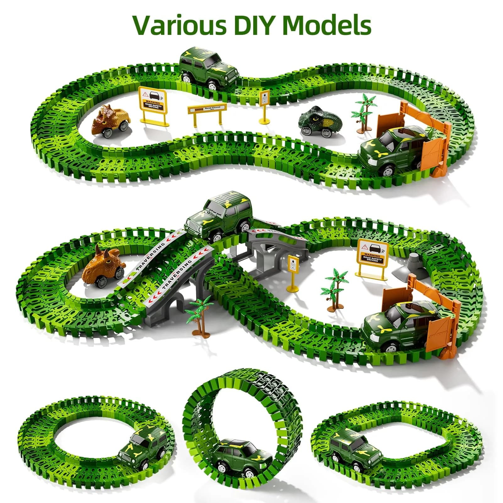 IHAHA 169 PCS Dinosaur Race Car Track Toys with Light, Sound & Spray | STEM Educational Toy for Boys Ages 3-7 - view 2