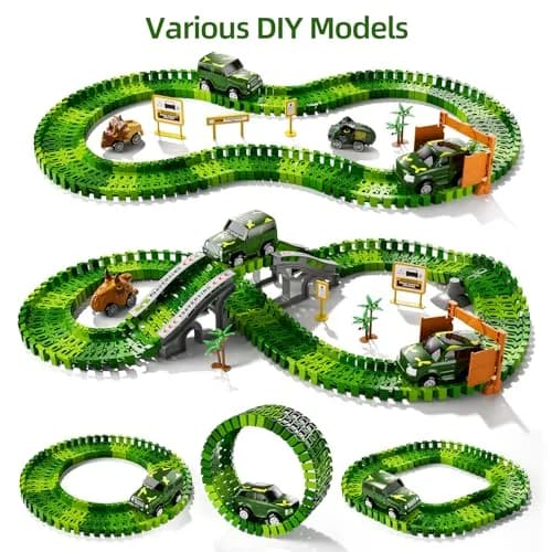 IHAHA 169 PCS Dinosaur Race Car Track Toys with Light, Sound & Spray | STEM Educational Toy for Boys Ages 3-7 thumbnail 2
