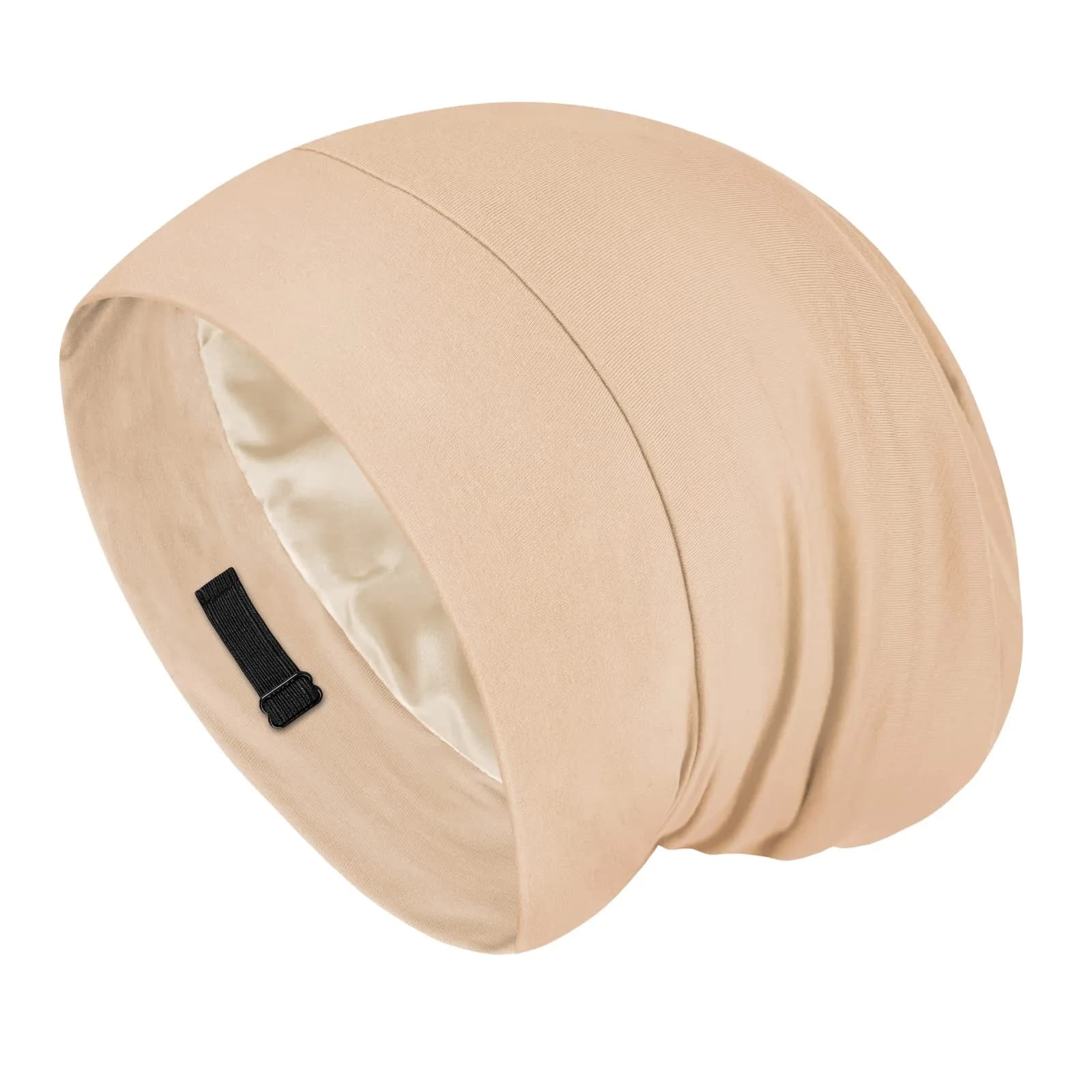 Fittia Satin Lined Sleep Bonnet, Adjustable Non-Slip Cap for Locs, Medium | Silky Satin, Adjustable Fit for All Hair Types — Taupe