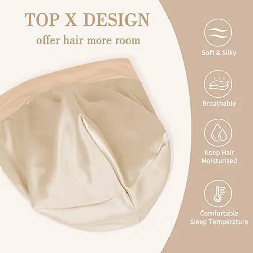 Fittia Satin Lined Sleep Bonnet, Adjustable Non-Slip Cap for Locs, Medium | Silky Satin, Adjustable Fit for All Hair Types thumbnail 6
